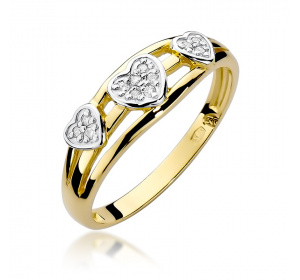 Złoty pierścionek z brylantem 0,06ct pr 585