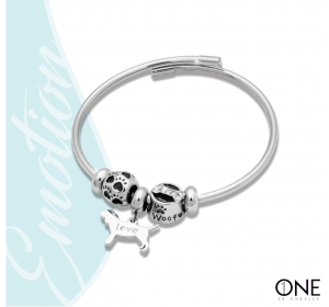 Bransoletka SREBRNA z zawieszkami STAL 316L   typu Bangle -  ' Dog ' / NOWOŚĆ