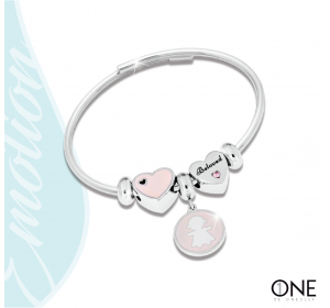 Bransoletka SREBRNA z zawieszkami STAL 316L  typu Bangle -  '  I love my daughter ' / NOWOŚĆ 