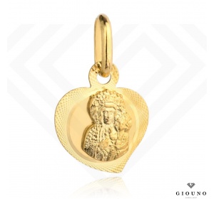 Złoty medalik 585 serce Matka Boża