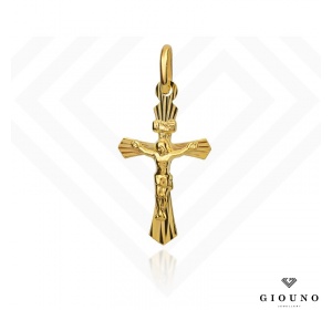 Złoty krzyżyk 585 z figurką Jezusa diamentowany wzór