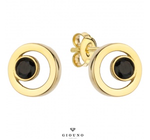 Kolczyki złote 585 ring ,onyx syntetyczny