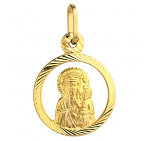 Medalik złoty 585 Matka Boska z Dzieciątkiem Jezus-koło