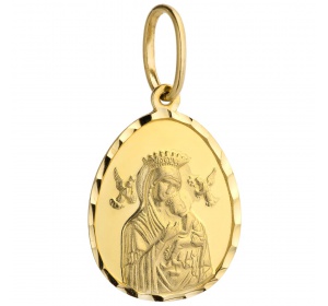Medalik złoty 585 Matka Boska Nieustającej Pomocy z Dzieciątkiem
