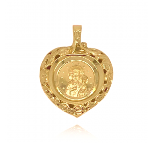 Medalik złoty 585 Matka Boska Częstochowska-serce