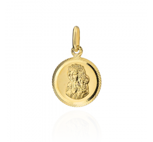 Medalik złoty 585 Matka Boska Częstochowska w kole małym