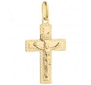 Krzyżyk złoty 585 w ozdobnej oprawie