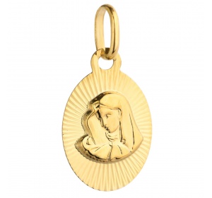 Medalik złoty 585 Matka Boska diamentowany 