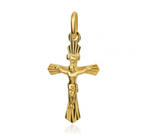 Krzyżyk złoty 585 diamentowany z Jezusem