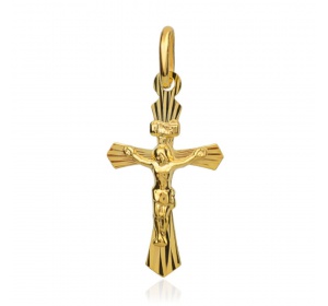 Krzyżyk złoty 585 diamentowany z Jezusem