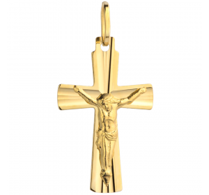 Złoty krzyżyk 585 z Jezusem diamentowany