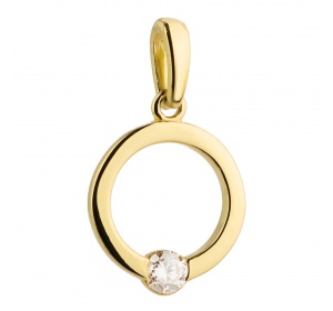Zawieszka złota 585  ring , cyrkonia