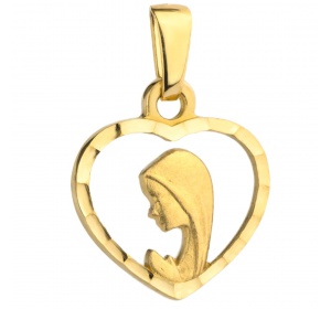 Medalik złoty 585 Matka Boska - serce