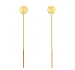 Kolczyki złote 585 przewlekane kółka,6 cm