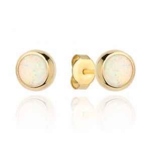 Kolczyki złote 585 opal w oprawie złota 8mm