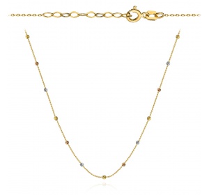 Naszyjnik złoty 585 kuleczki w trzech kolorach choker 36+3 cm