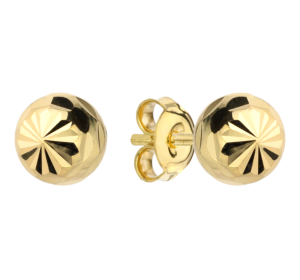 Kolczyki złote 585 kulki z diamentowaniem 4mm