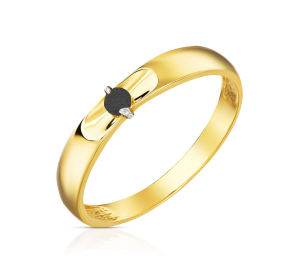 Pierścionek złoty klasyczny z kamieniem w kolorze czarnym