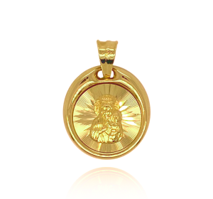 Medalik Złoty 585 Matka Boska Częstochowska w kole 