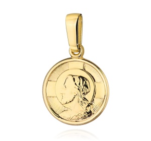Medalik złoty 585 okrągły z wizerunkiem Jezusa duży