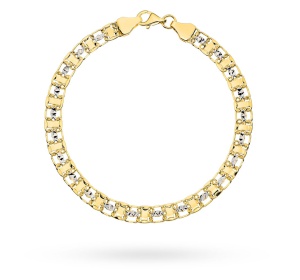 Bransoletka złota 585 dwa kolory diamentowana 18,5-19,5cm