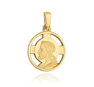 Medalik złoty 585 wizerunek Jezusa w kółku