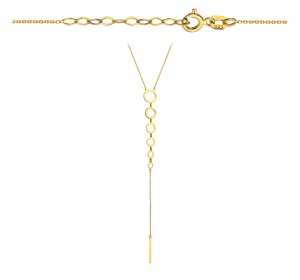 Naszyjnik złoty 585 sześć złotych kółek krawatka 42+3cm 