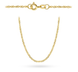 Łańcuszek złoty 585 - splot singapure diamentowany 45 cm