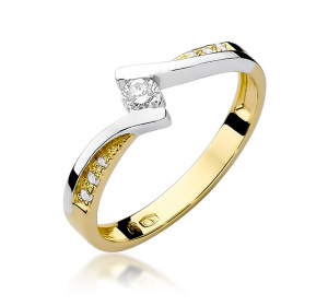 Złoty pierścionek z brylantem 0,16ct pr 585