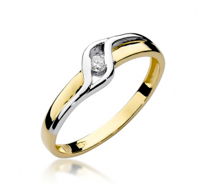 Złoty pierścionek z brylantem 0,04ct pr 585