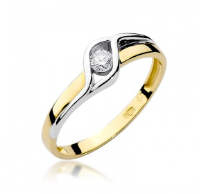 Złoty pierścionek z brylantem 0,10ct pr 585