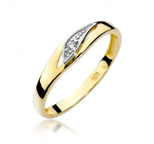Złoty pierścionek z brylantem 0,03ct pr 585