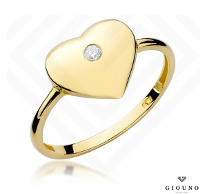 Złoty pierścionek z brylantem 0,03ct SERCE pr 585