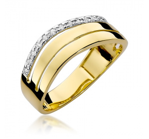 Złoty pierścionek z brylantem 0,09ct pr 585