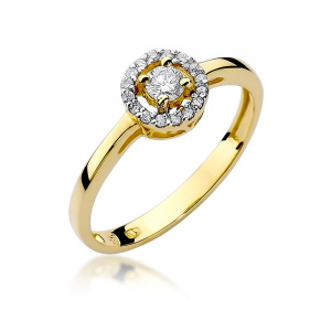 Złoty pierścionek z brylantem 0,20ct pr 585