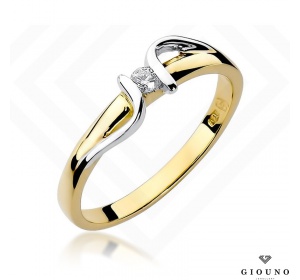 Złoty pierścionek z brylantem 0,05ct pr 585