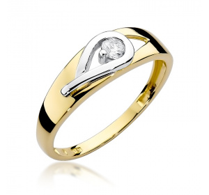 Złoty pierścionek z brylantem 0,12ct pr 585