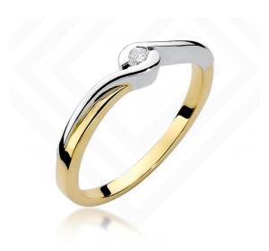 Złoty pierścionek z brylantem 0,05ct pr 585