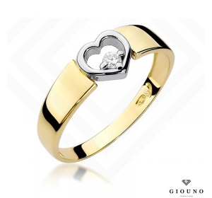 Złoty pierścionek z brylantem 0,04ct pr 585