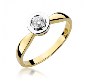 Złoty pierścionek z brylantem 0,15ct pr 585